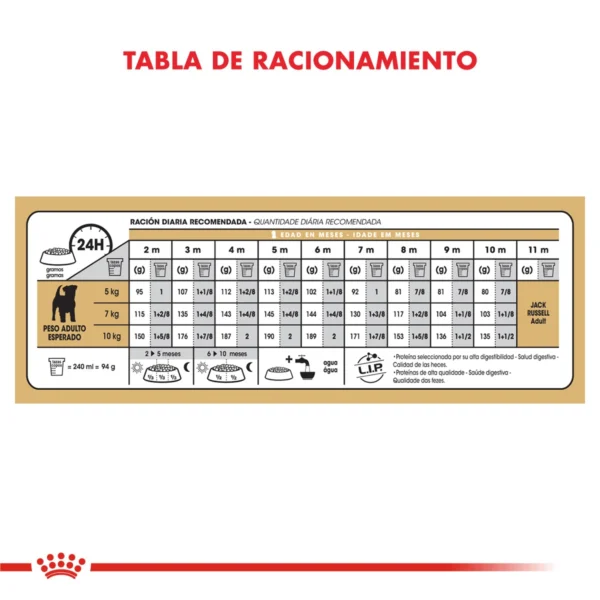 Tabla de Racionamiento Royal Canin Jack Russell Puppy