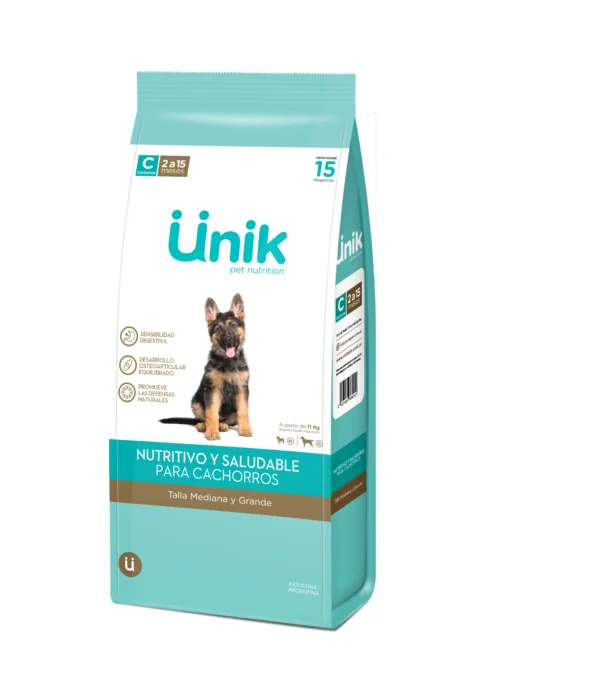 Alimento Seco para perros UNIK CACHORRO MEDIANO/GRANDE x 15 kg.