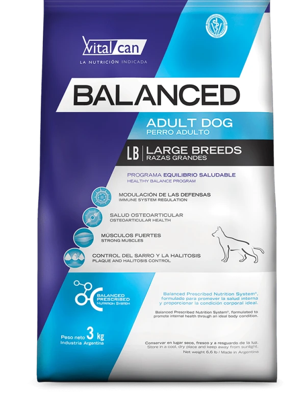 Alimento Seco para perros BALANCED perro ADULTO raza GRANDE x 20 Kg.