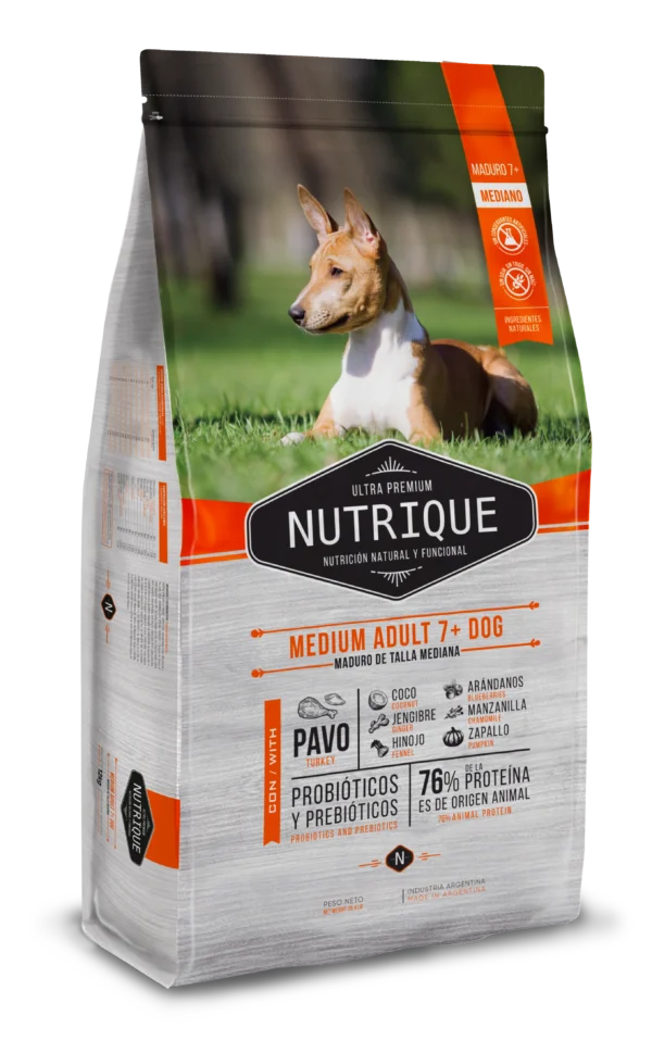 Alimento Seco para perros NUTRIQUE Medium Adult +7 x 12 Kg.